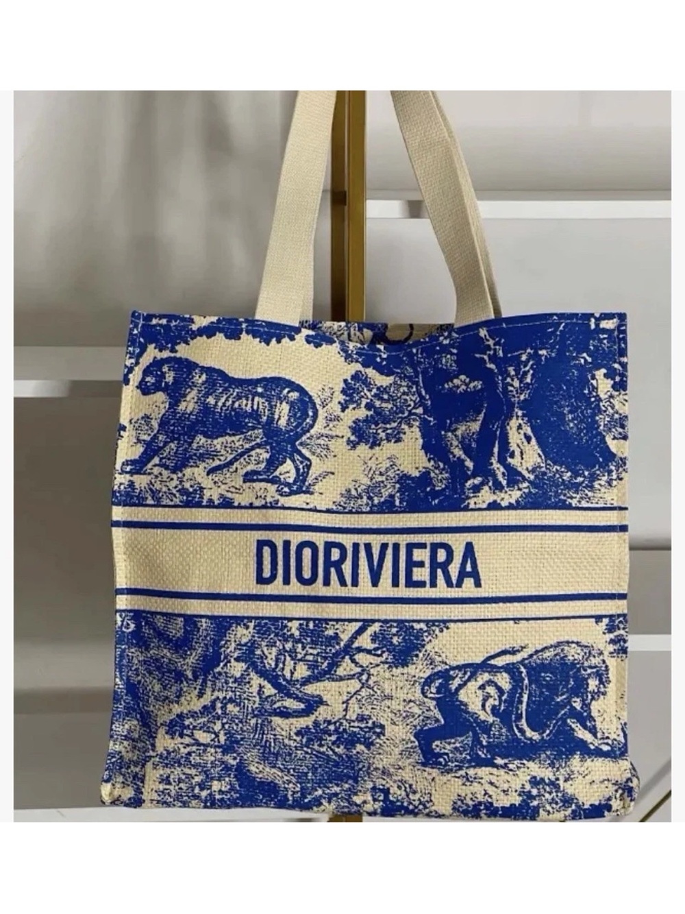 Dior Blue and Cream Dioriviera Canvas Tote